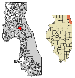 Location of Wheeling in Cook County, Illinois.