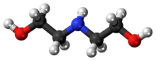 Ball-and-stick model of the diethanolamine molecule