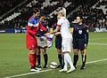 Image 1Abby Wambach and England captain Steph Houghton shake hands before kick off on February 13, 2015 (from Women's association football)