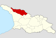 A modern map of Georgia with historical Svaneti region in red