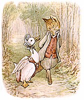 The Tale of Jemima Puddle-Duck, a work written and illustrated by Beatrix Potter, features a spirited humanized animal as the title character.