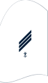 Dienstgradabzeichen eines Hauptgefreiten (30er Verwendungsreihe) auf dem Oberärmel des weißen Hemdes für Marineuniformträger
