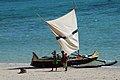 Traditional fishing lakana with a crab claw sail from Madagascar