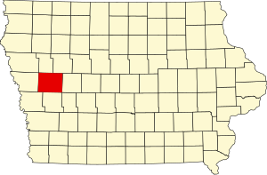 Map of Iowa highlighting Crawford County
