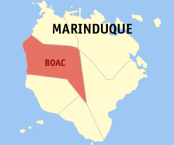 Map of Marinduque with Boac highlighted