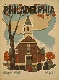 WPA poster promoting the church as a Philadelphia destination