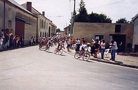 The Tour de France peloton passing through Saint-Loup-en-Champagne in 2003