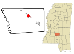 Location of Mendenhall, Mississippi