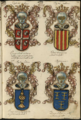 16th century, "Libro de armas y blasones de diversos linajes y retratos", with inverted colours.