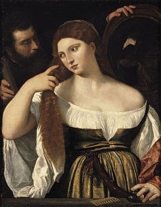Tiziano Vecellio and workshop – Girl Before the Mirror