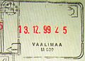 Passport exit stamp (old style) from the Finnish border checkpoint at Vaalimaa