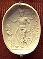 Image 42Vishnu Nicolo Seal representing Vishnu with a worshipper (probably Mihirakula), 4th–6th century CE. The inscription in cursive Bactrian reads: "Mihira, Vishnu and Shiva". British Museum. (from History of Afghanistan)