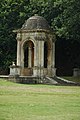One of the two stone temples in the formal gardens