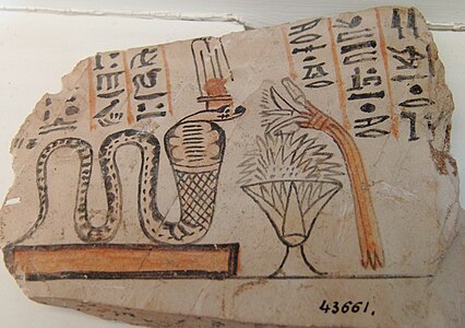 Meretseger on an ostracon. Egyptian Museum, Cairo.