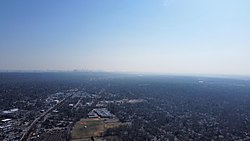 Aerial view of Tenafly. New York City can be seen in the distance.
