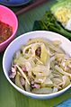 Manoh lue-ueh: sliced chayote fried with pork and garlic