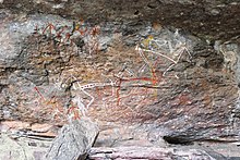 Aboriginal rock painting of Mimi spirits
