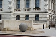 The memorial in context, at the rear of the Foreign Office