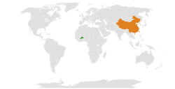 Map indicating locations of Burkina Faso and China
