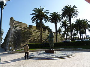 Statue of King Carlos I of Portugal in front of Cascais Citadel