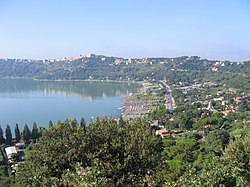 The town of Castel Gandolfo overlooking Lake Albano