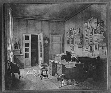 Reproduktion einer Daguerreotypie des Arbeitszimmers von Friedrich Wilhelm Bessel