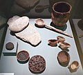 Neolithic implements, pottery and foodstuffs, Cortaillod culture