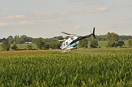 Helicopter over an Iowan cornfield