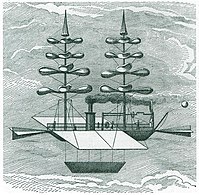 Imaginary helicopter ship by Guillaume Joseph Gabriel de La Landelle (1863).