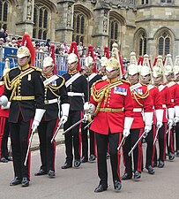 The traditional scarlet uniforms of the Household Cavalry, London