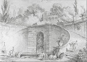 The Large Staircase (ca. 1761–65), 45 x 32.3 cm., Pen and ink, wash, watercolor, and chalk, Museum of Fine Arts, Houston
