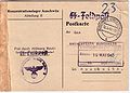 SS-Feldpostkarte der Abt. II Politische Abteilung des KZ Auschwitz