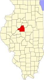 Map of Illinois highlighting Tazewell County