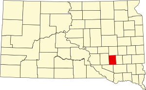 Map of South Dakota highlighting Davison County