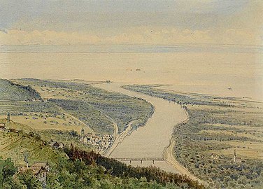Painting by Max Bach (1841-1914) of the view of Rheineck and the former mouth of the Rhine into Lake Constance