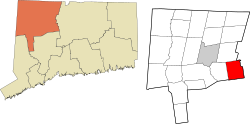 Burlington's location within the Northwest Hills Planning Region and the state of Connecticut