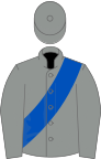 Grey, royal blue sash