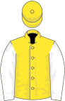 Yellow, white sleeves, yellow cap