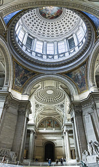 The 18th century Pantheon, Paris, has a dome on a rotunda.