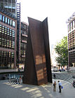 Richard Serra (born 1939), Fulcrum 1987, 55 ft high free standing sculpture of Cor-ten steel near Liverpool Street station, London