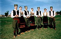 Youths in traditional costumes of Šumadija, Central Serbia