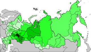 Distribution of Tatars, 2010