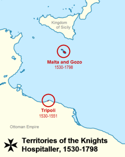 Map of Hospitaller Tripoli in relation to Hospitaller Malta