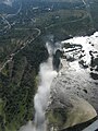 View of Victoria falls from a helicopter