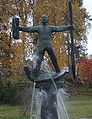 Statue of Vildhussen in Hammarstrand