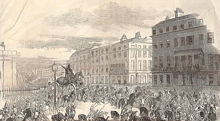 'The Grand Procession of the Wellington Statue, Turning Down Park Lane' The Illustrated London News 3 October 1846