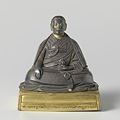 17th-century monk portrait. Silvered copper, with gilding