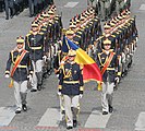 In 2007, one regiment from each European member-state paraded on the Champs-Élysées (here, the 30th regiment of the Romanian National Guard)
