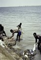 Four men wash clothes in the Niger River, Segou 1972.