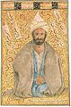 Porträt eines Derwisches von etwa 1500. In der untersten Zeile der von Muhammadi geschriebenen Unterschrift wird der „Meister wunderbarer Werke“, Behzād, als Maler des Porträts genannt.[40]